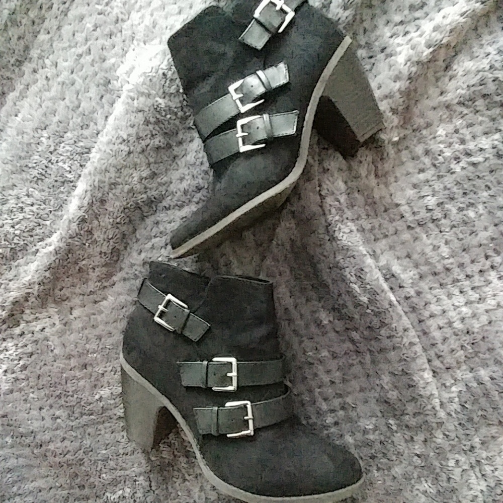 Black Buckle Booties Size 8.5
